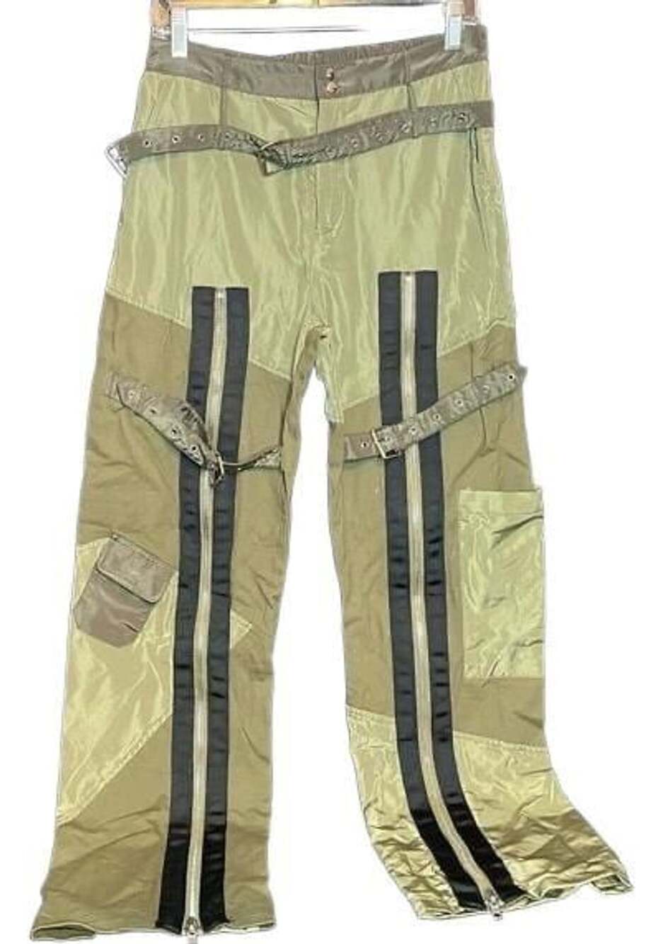 Army Green & Black Buckled & Zippered Cargo Pants